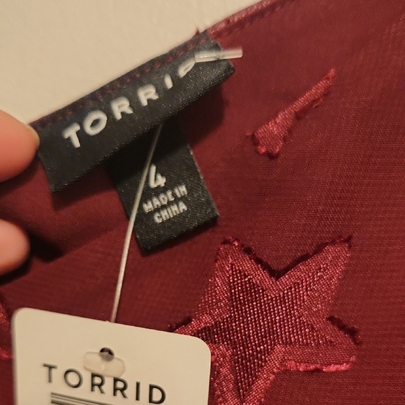 Torrid Star Embroirdered  Burgundy Camisole - Picture 2 of 3
